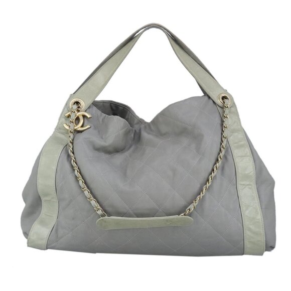 CHANEL Chain Shoulder Bag Leather 2way Gray Gold CC Auth 96778 - Picture 3 of 16